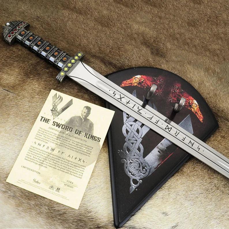 Handcrafted Viking Sword Of Kings, Ragnar Lothbrok Sword - Damascus Kings