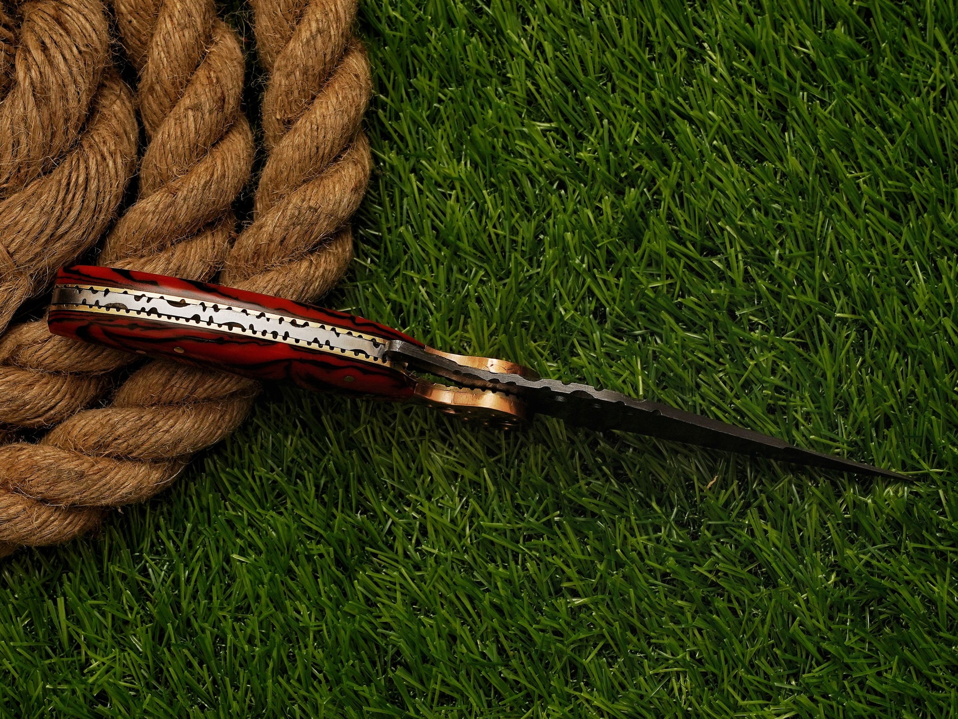 Custom Hand Forged Damascus Folding Knife Camping folding blade Handcrafted Damascus steel folding Knife with Resin Handle - Damascus Kings