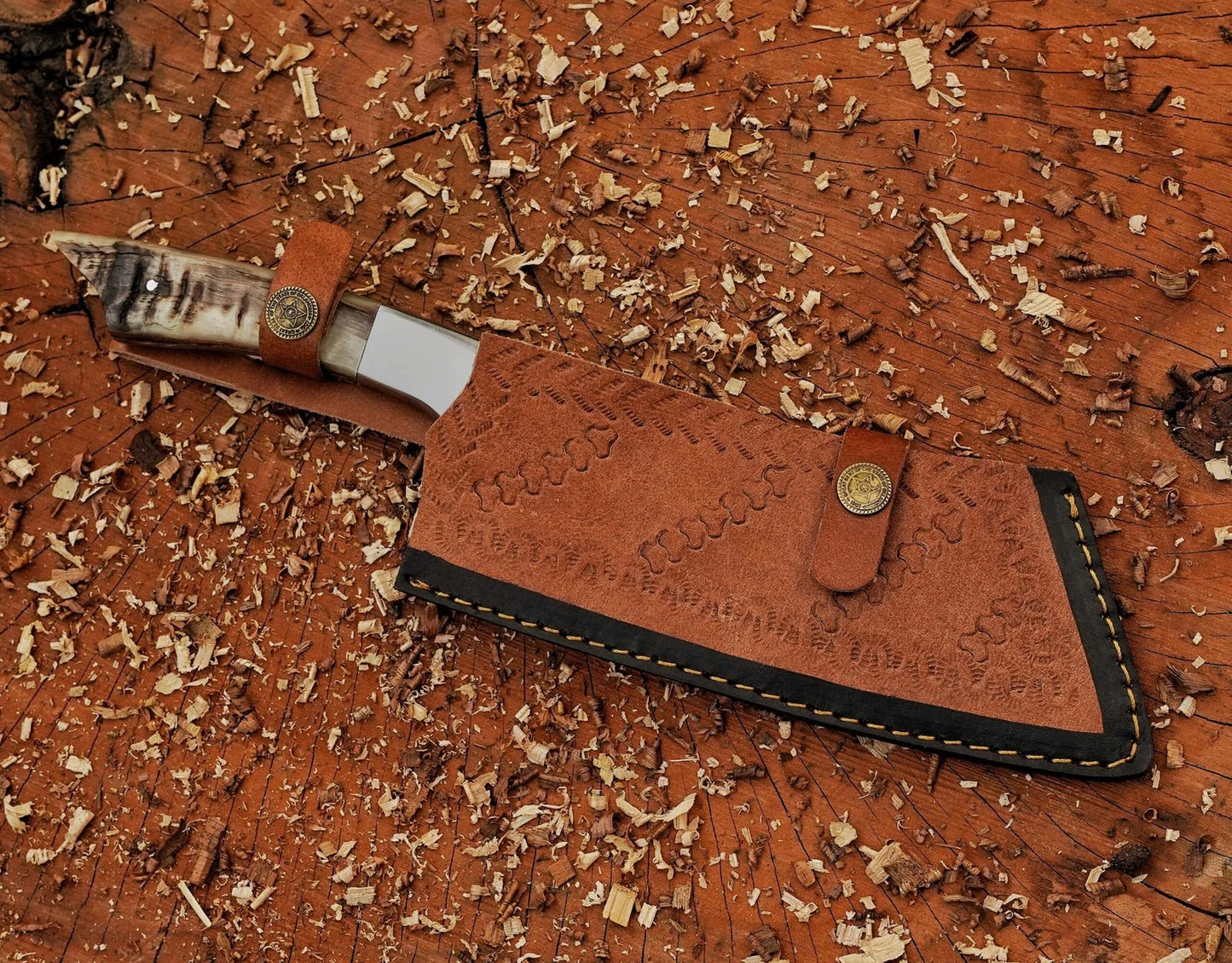 11.5" Chef cleaver knife Custom handmade Damascus Steel chopper - Damascus Kings