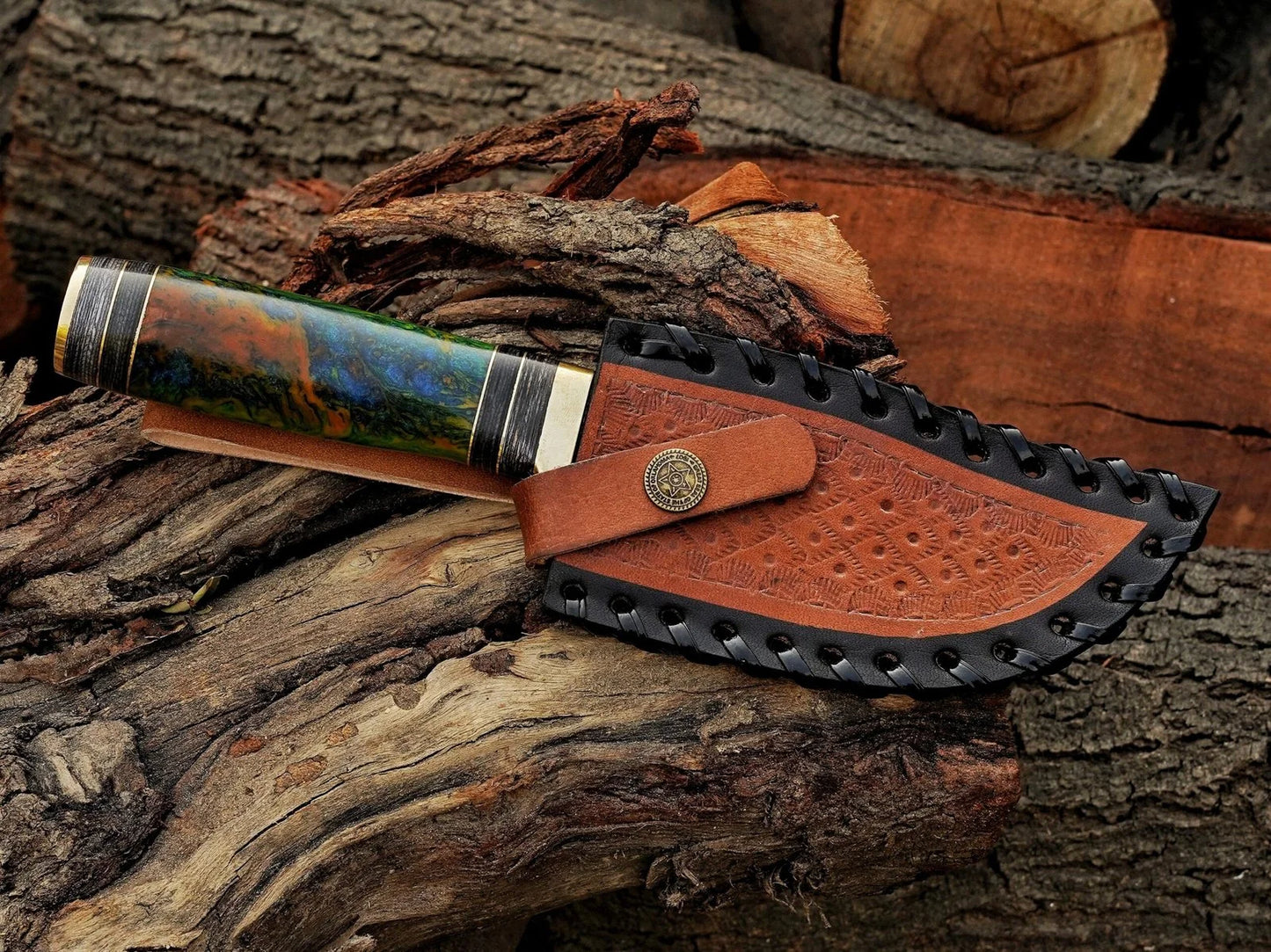 10" Unique Handcrafted Damascus steel Knife Hunting Knife - Damascus Kings