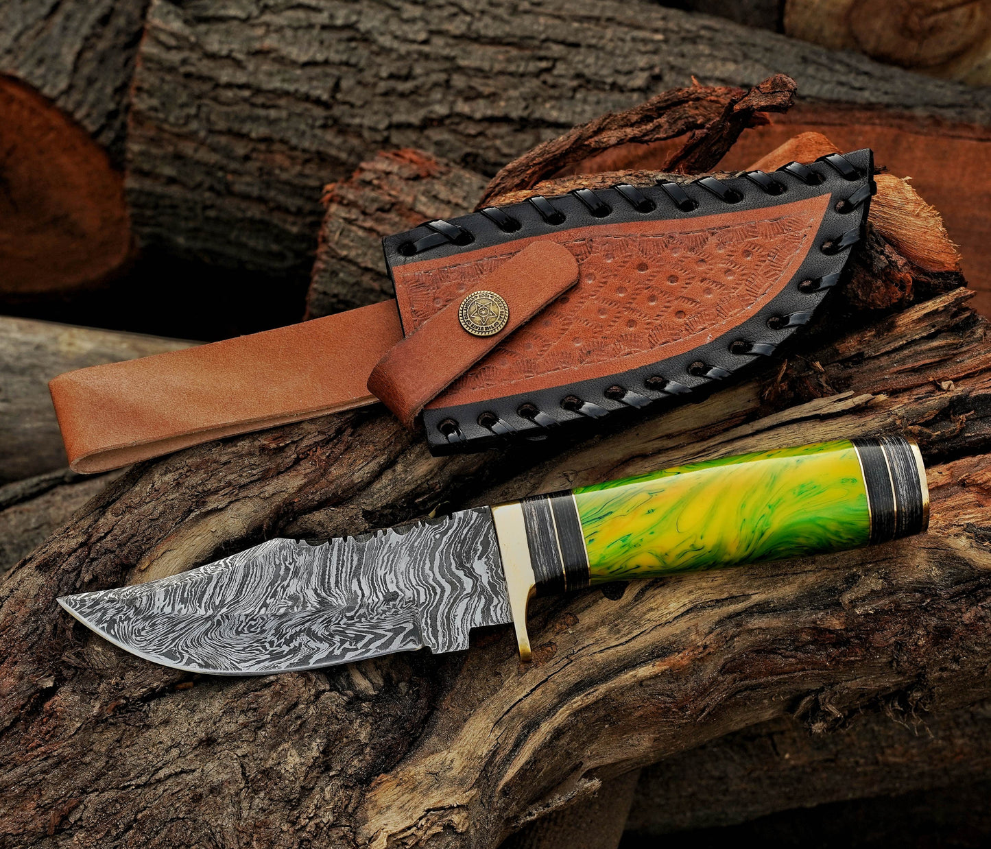 10" Unique Handcrafted Damascus steel Knife Hunting Knife - Damascus Kings