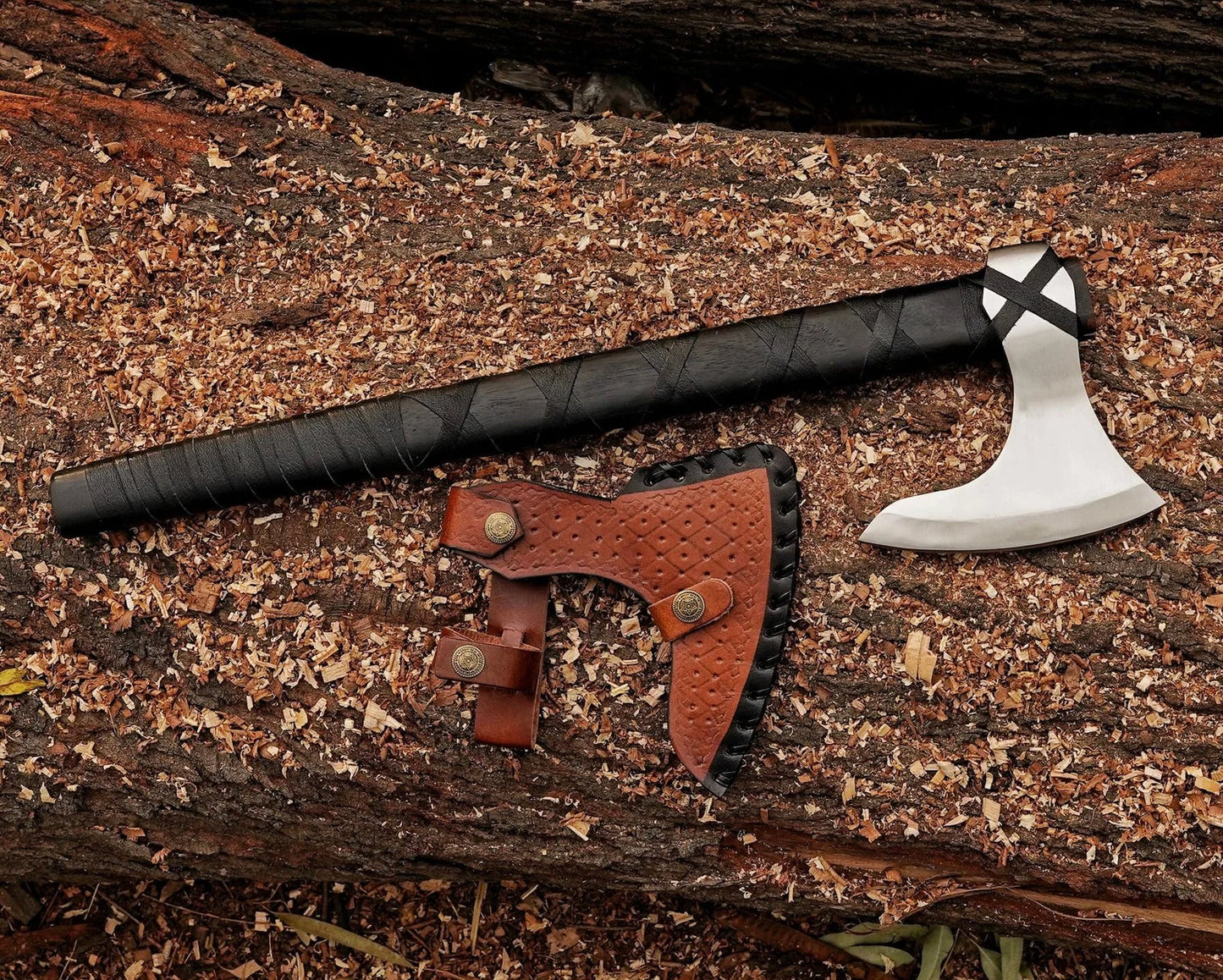 20" RAGNAR VIKING AXE Forged Camping Axe - Damascus Kings