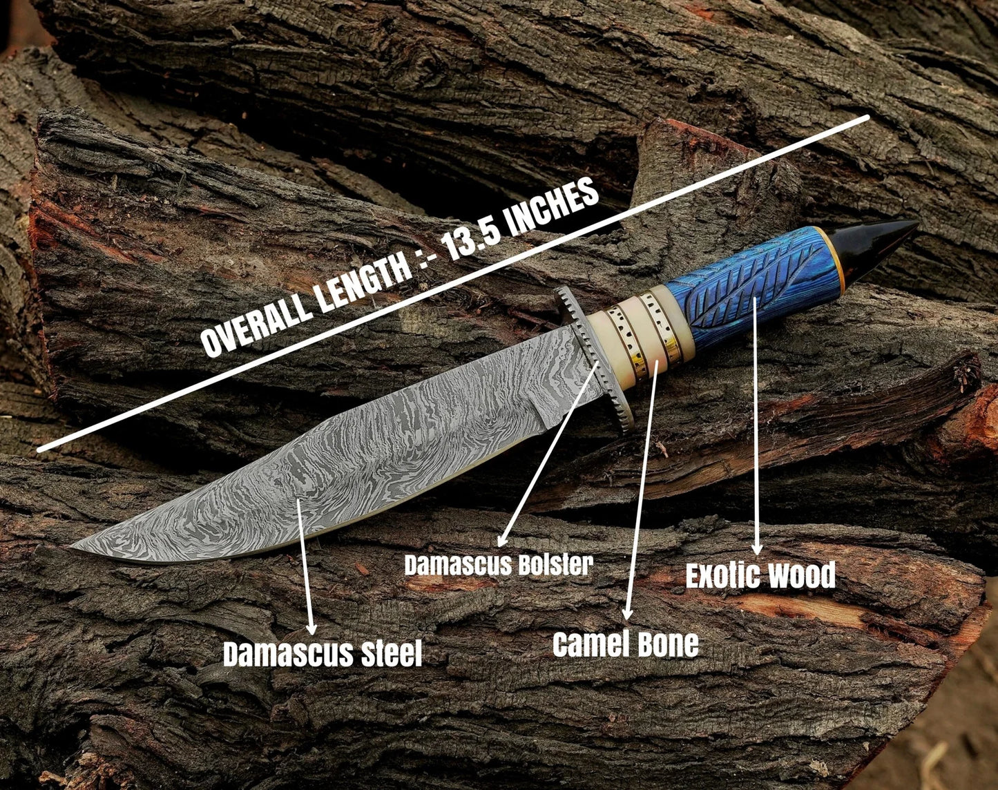 Damascus Bowie Knives | Hand made Damascus Bowie Knife - Damascus Kings