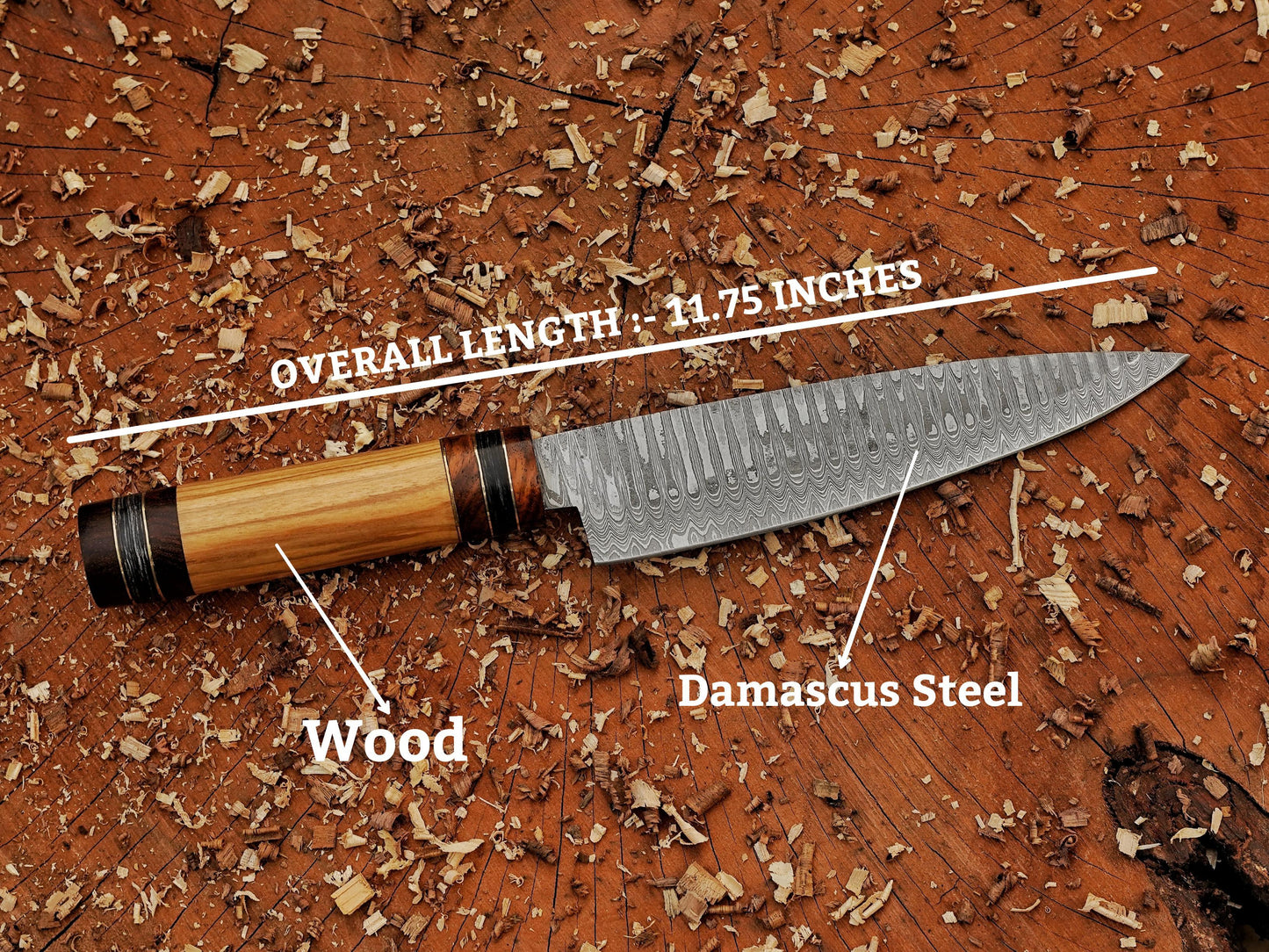 Personalized Santoku Chef Knife, Handmade Damascus Steel Chef Knife - Damascus Kings