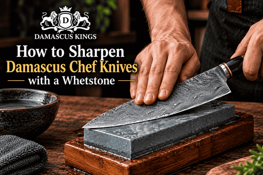 How to Sharpen Damascus Chef Knives with a Whetstone