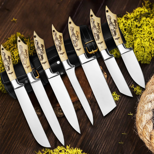 7 Piece Handmade J2 Steel Knives Chef Set