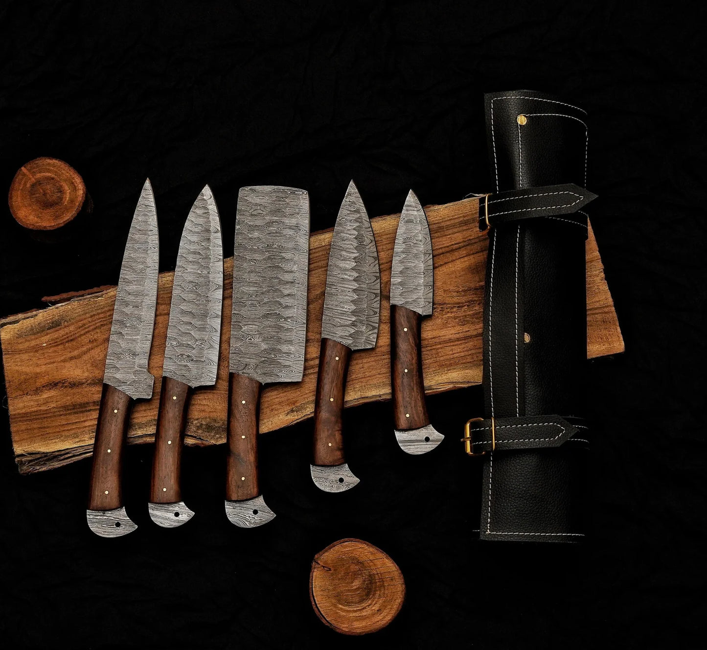 Black Rose presents the Damascus 5-Piece Chef Knife