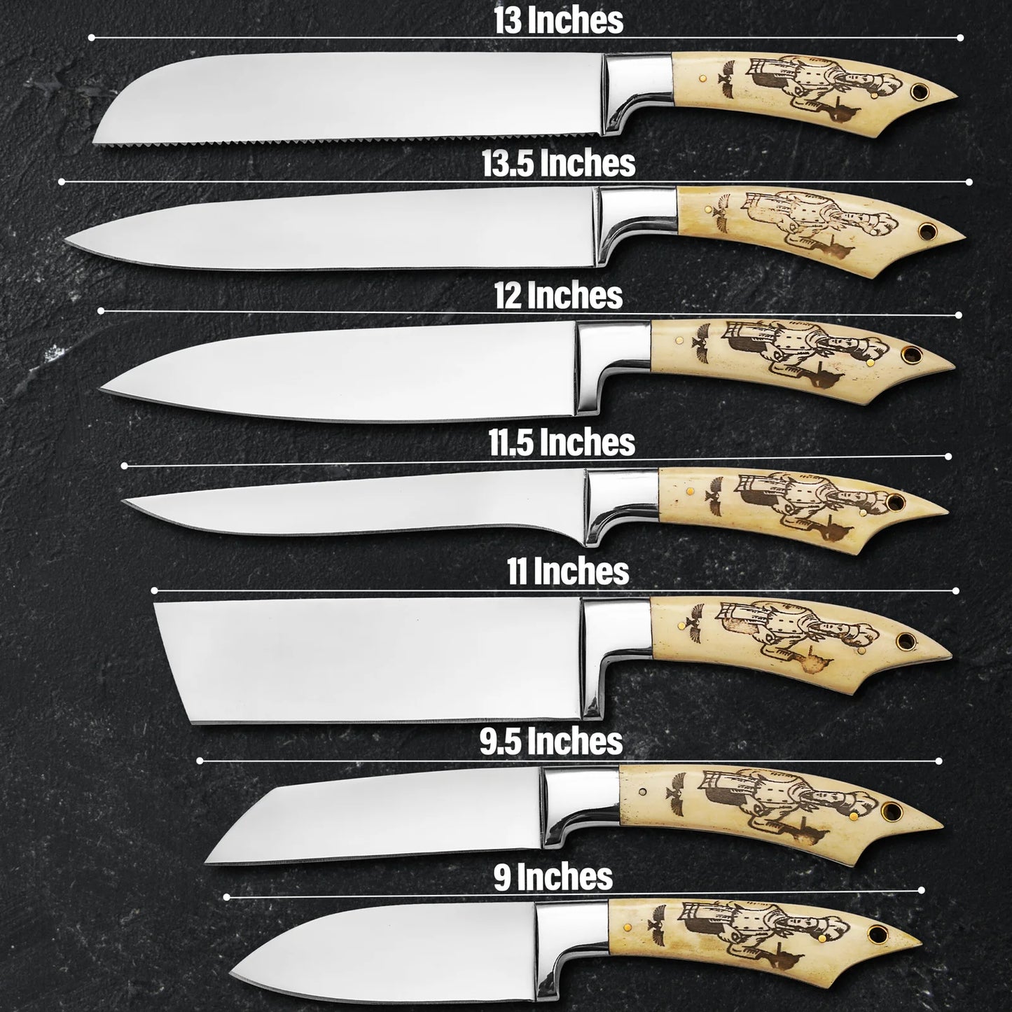 7 Piece Handmade J2 Steel Knives Chef Set