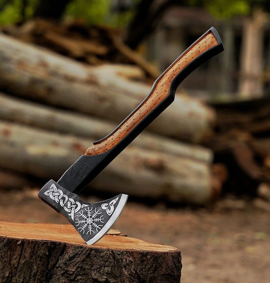 Artisan-crafted High Carbon Steel Tomahawk Axe with Integrated Design