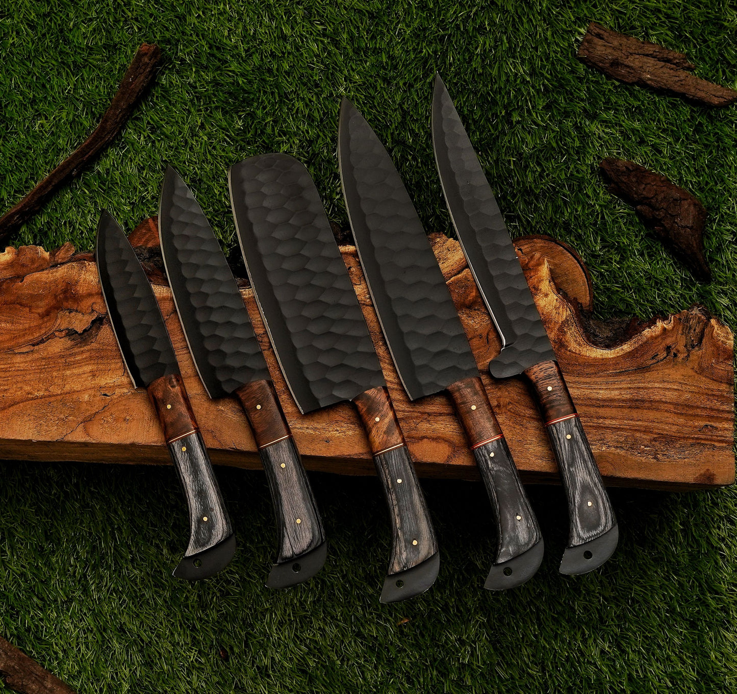 5 Piece Handmade Damascus Knives Chef Set