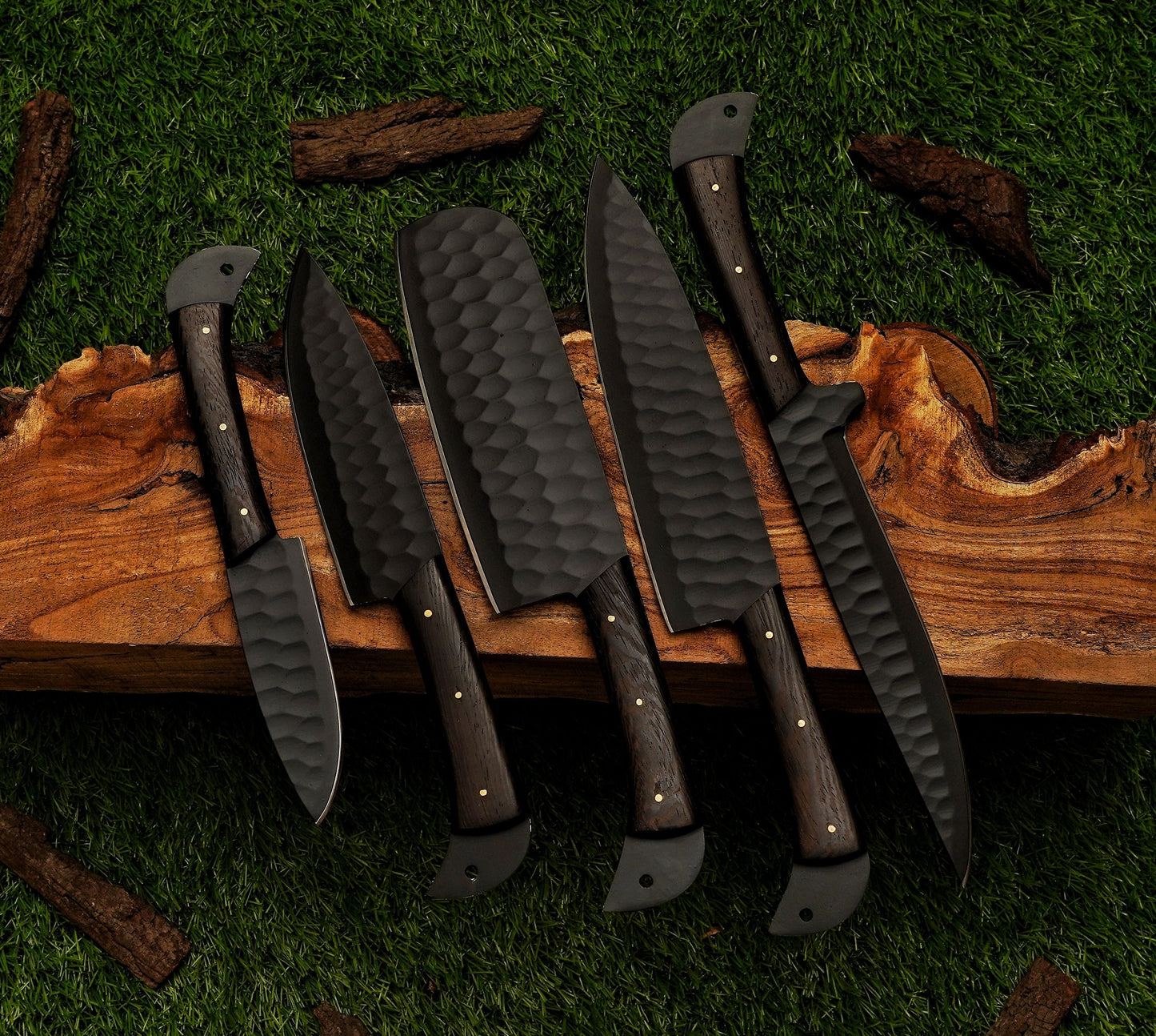 5 Piece Handmade Damascus Knives