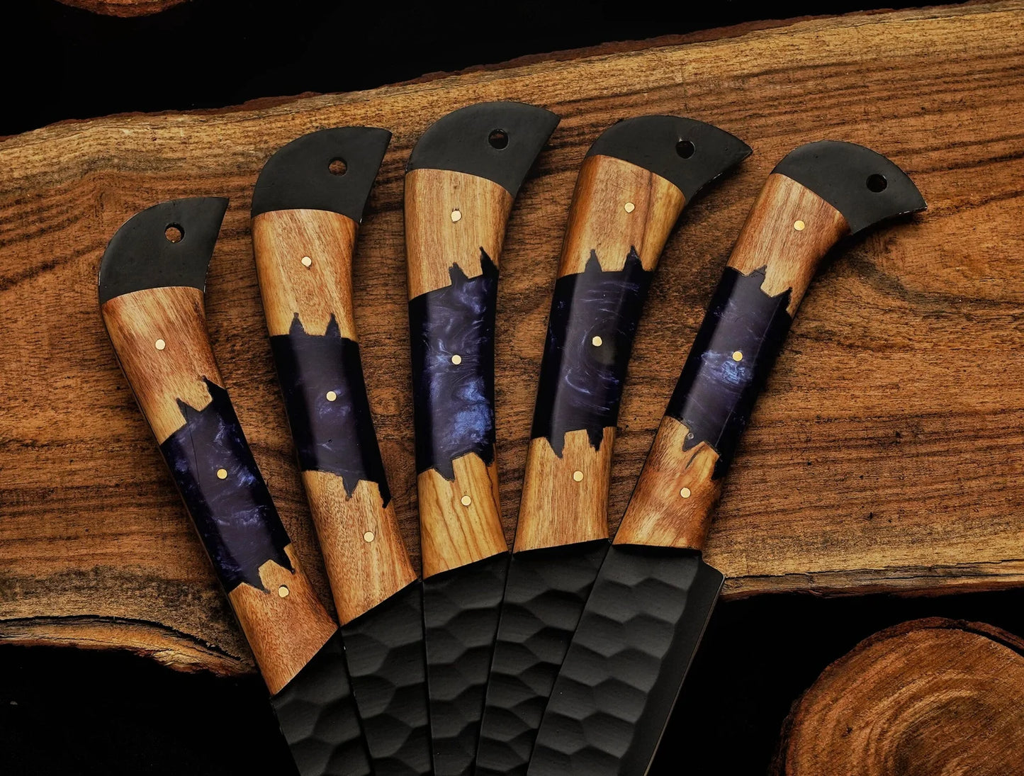 5 Piece Handmade Damascus Knives Chef Set