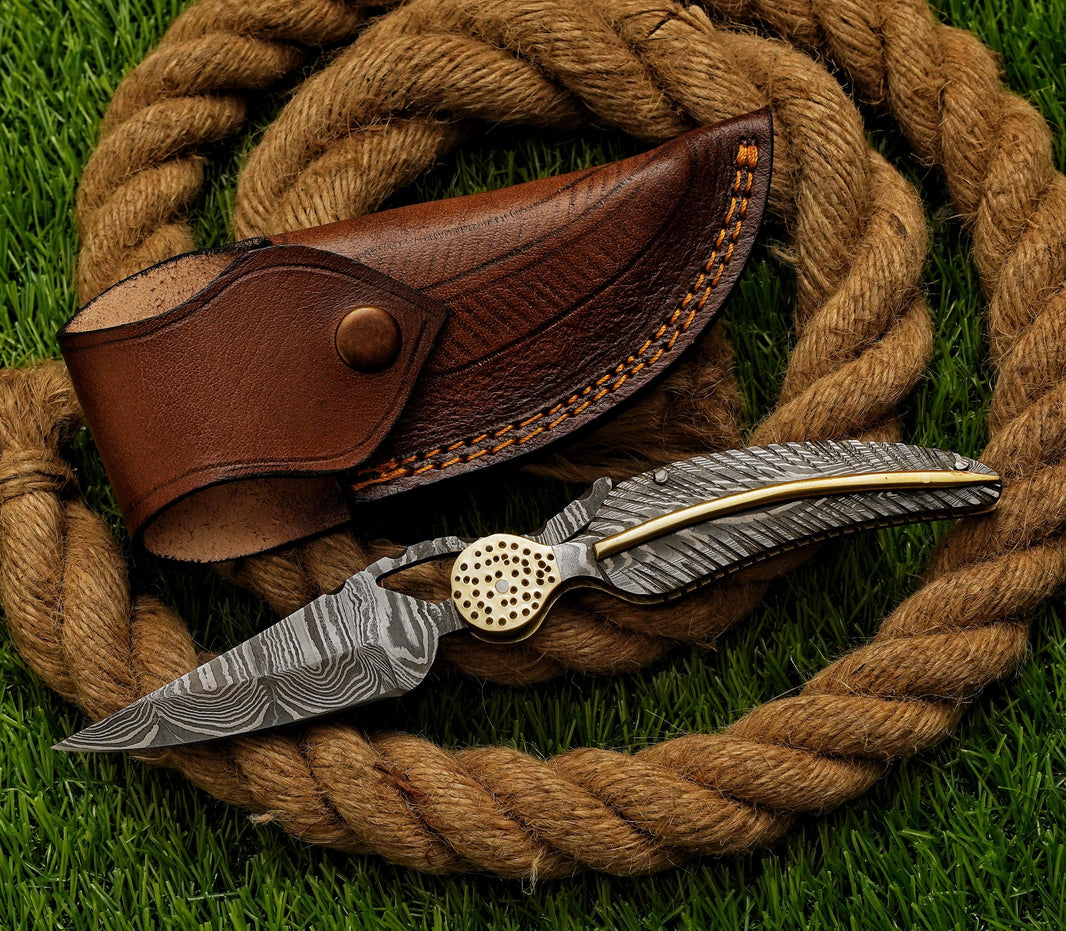 Artisan Damascus Folding Knife for Everyday Use