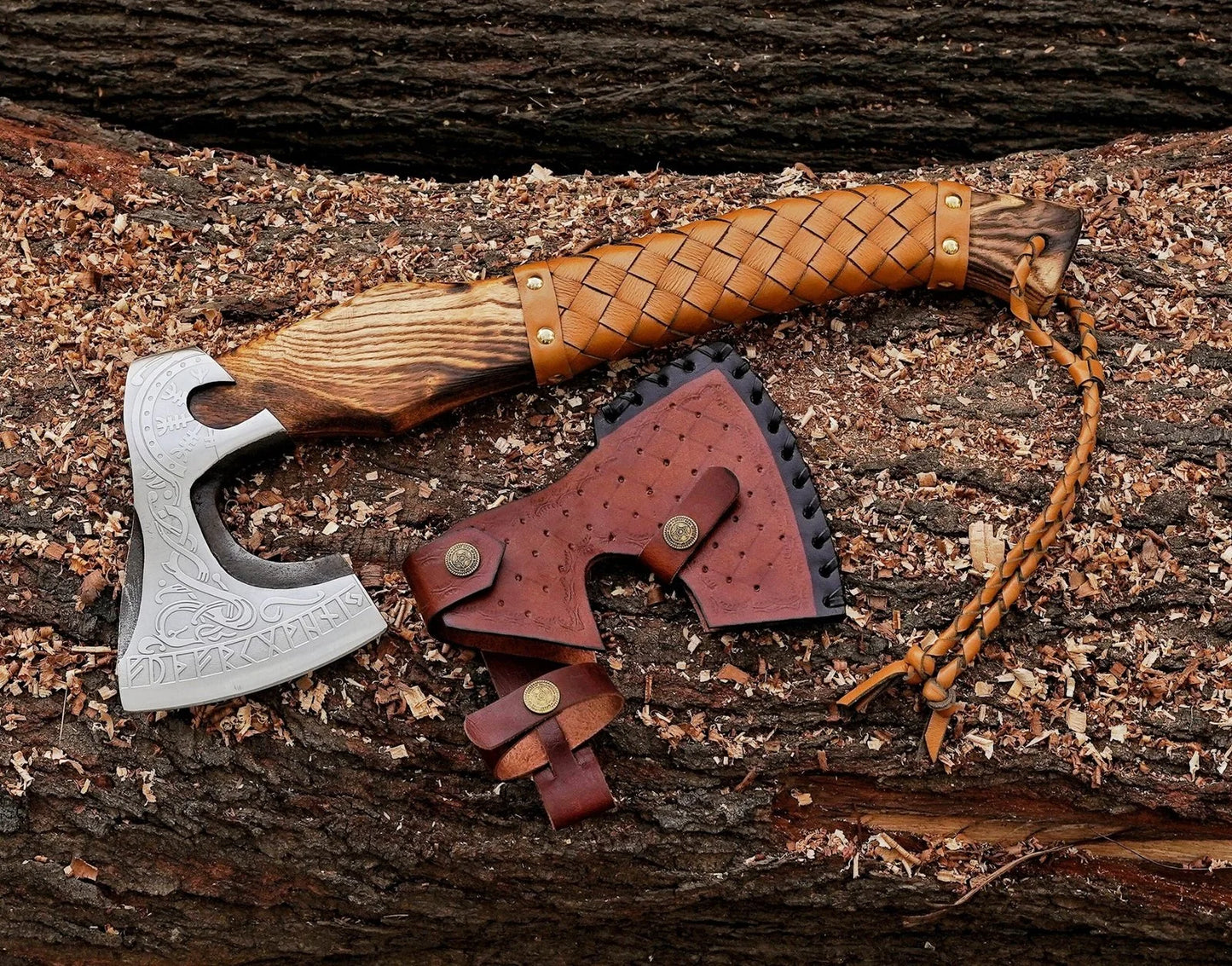 Small Forged Carbon Steel Axe with Ash Wood Shaft – Viking Axe