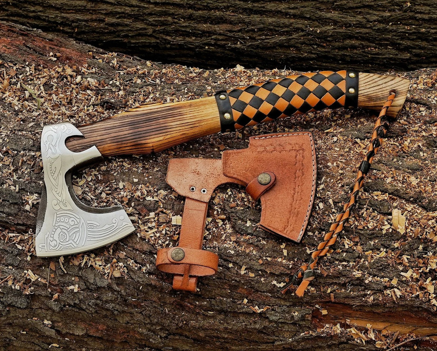 Small Forged Carbon Steel Axe with Ash Wood Shaft