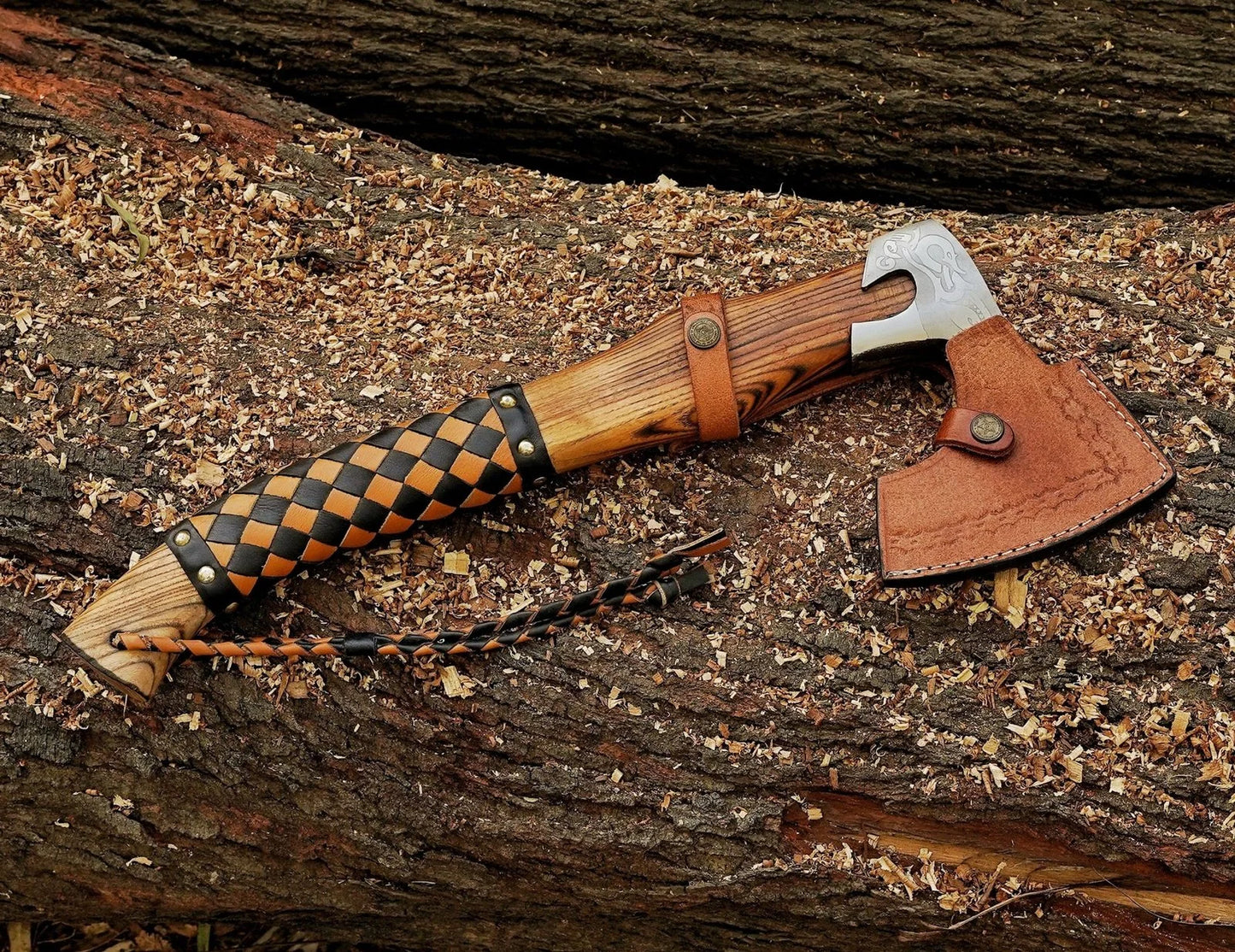 Small Forged Carbon Steel Axe with Ash Wood Shaft