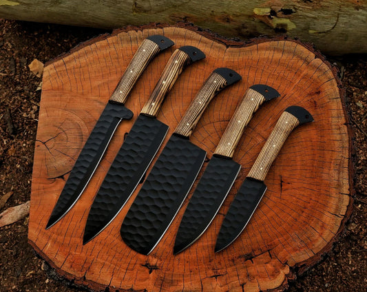 5 Piece Handmade Damascus Knives Chef Set