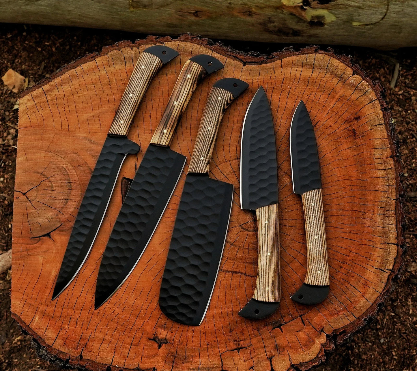 5 Piece Handmade Damascus Knives Chef Set