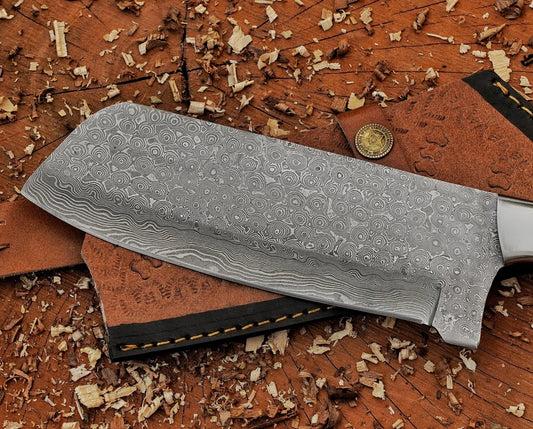 Chef cleaver knife Custom handmade Damascus Steel chopper