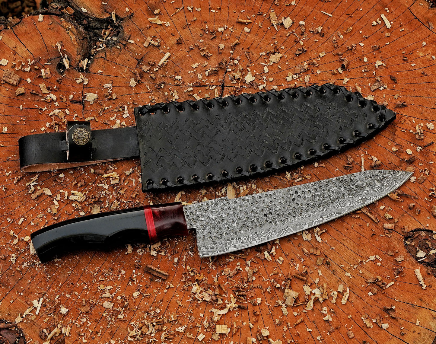 Handmade Damascus Steel Chef Knife Resin & Wood Handle