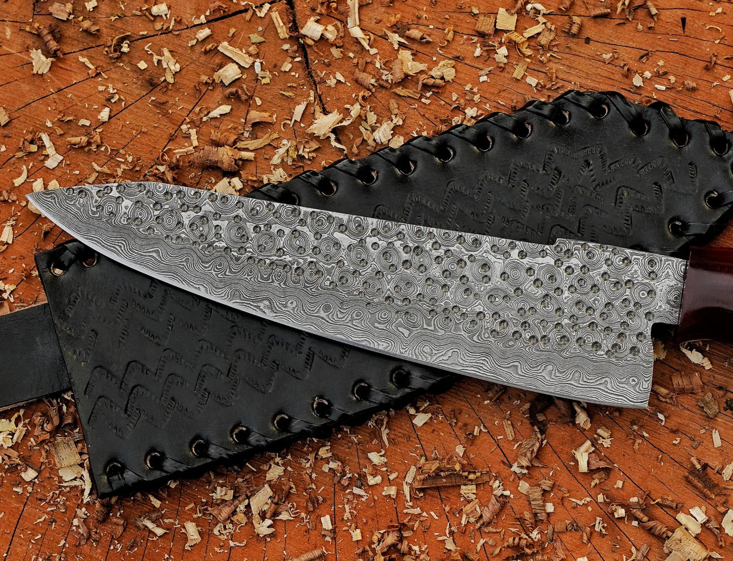 Handmade Damascus Steel Chef Knife Resin & Wood Handle