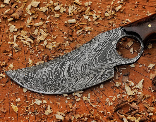 Unique Handcrafted Damascus steel Knife with Rose Wood Handle