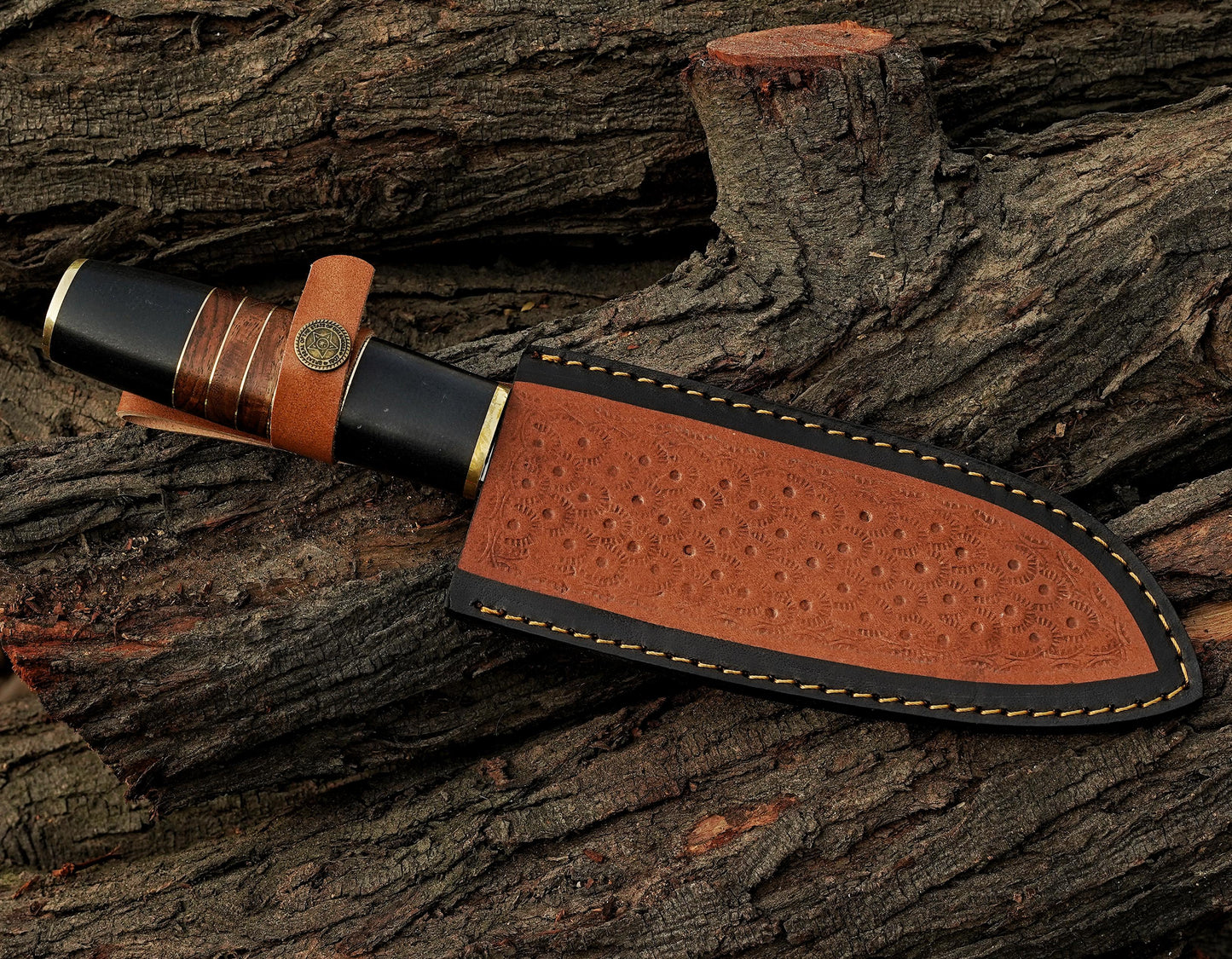 Handmade D2 Steel Chef Knife Resin & Rose Wood Handle with Brass Bolster