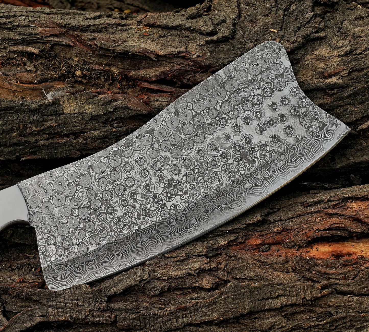 Stag horn handle chef cleaver knife Custom handmade Damascus Steel chopper with leather sheath