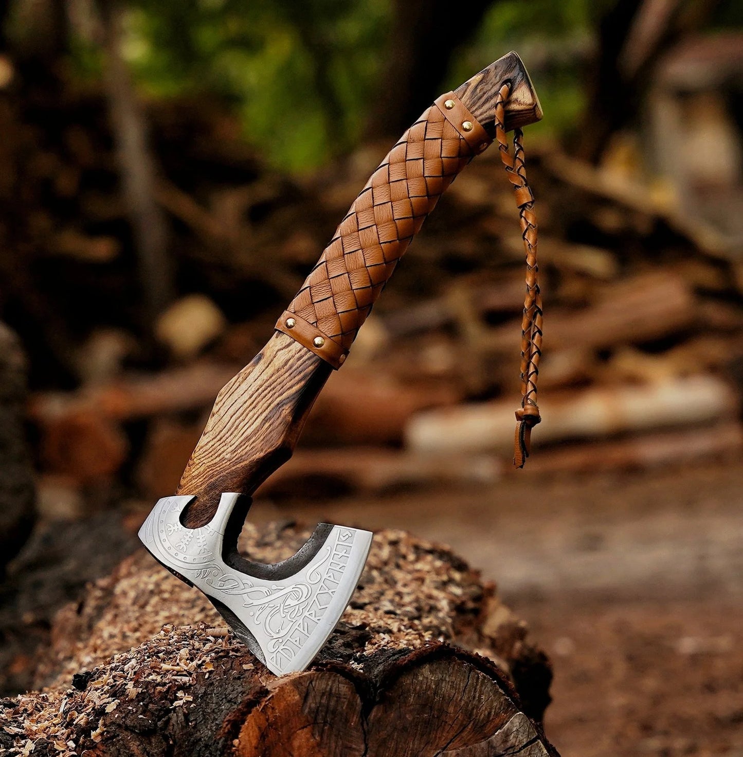 Small Forged Carbon Steel Axe with Ash Wood Shaft – Viking Axe